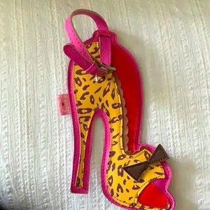 Luggage tag high heel shoe vegan leather approx 9”